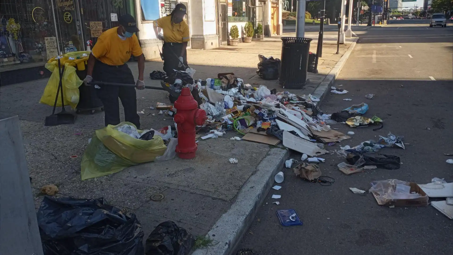 A before image of garbage on the street