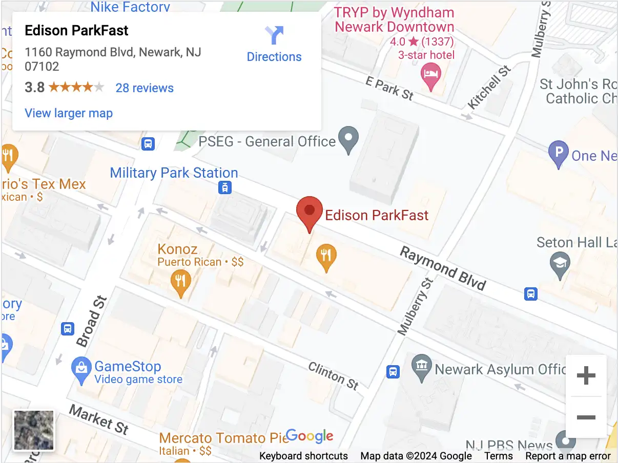 Google Map embed - Edison ParkFast